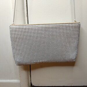 Carla Marchi White Metal Chain Link Mesh Purse Clutch Crossbody Holiday Party